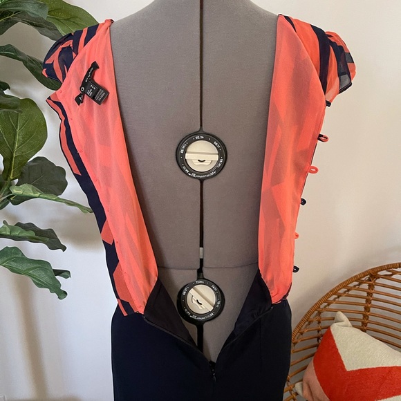 Mng by Mango coral and navy blue dress - Picture 8 of 14